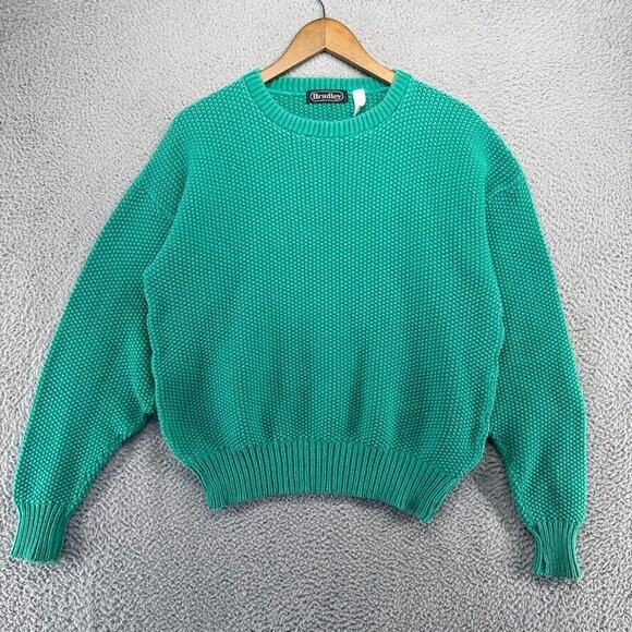 Vintage Bradley Sweater mens large Blue Green Textured Knit USA Made 90s Jumper - Picture 1 of 10